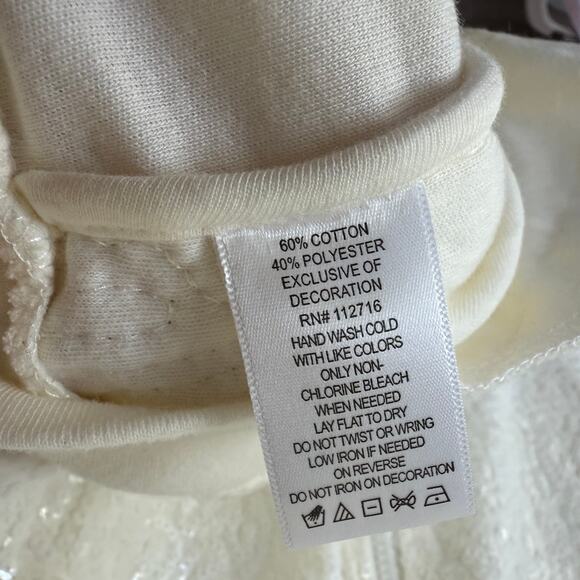Quacker Factory 3X Seauin front Ivory Hoodie Cotton blend - Picture 7 of 11